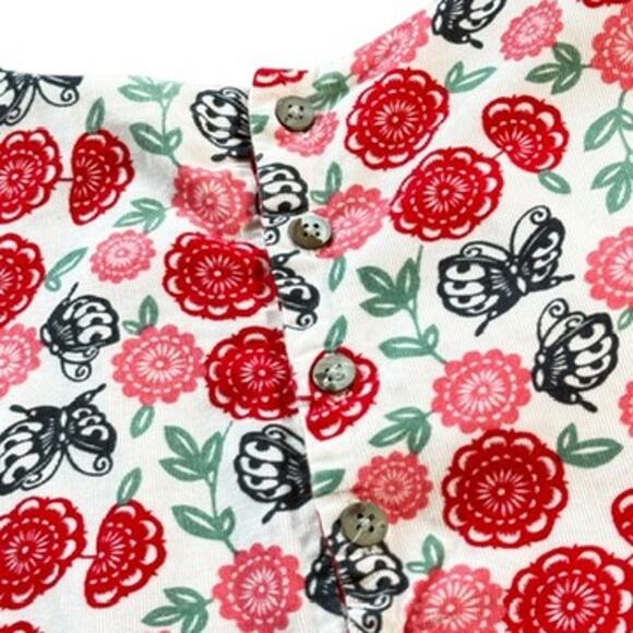 Tea‎ Collection Lucky Butterfly Dress Girls 10 Floral Pockets Corduroy Red Pink - Picture 6 of 8